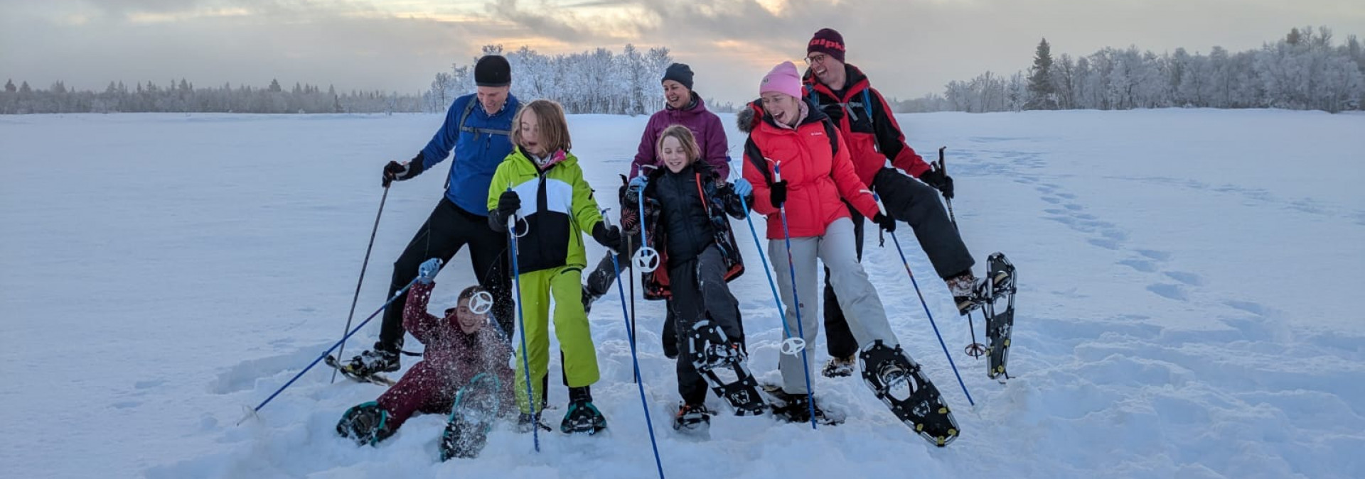 family snowshoe moment