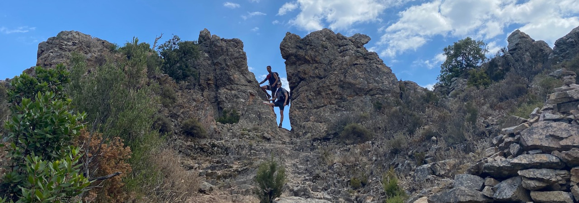 Clambering on rocks on the GR20