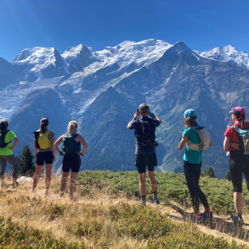 Taking in the views of Mont Blanc on our run. 