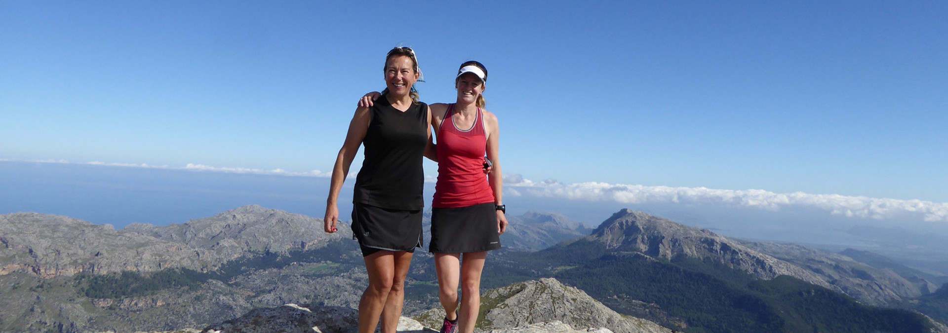 Mallorca Serra de Tramuntana - Tracks and Trails founders, Julia and Lindsay, enjoy a glorious day on the summit