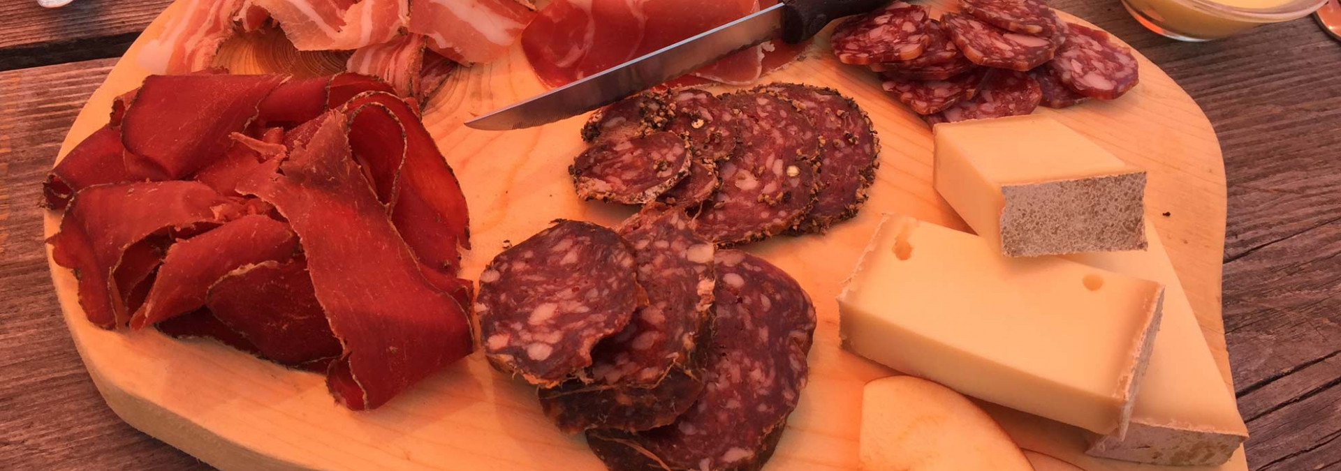 Classic Tour du Mont Blanc - classic snacks from the Swiss Valais region, served at the Bovine cafe